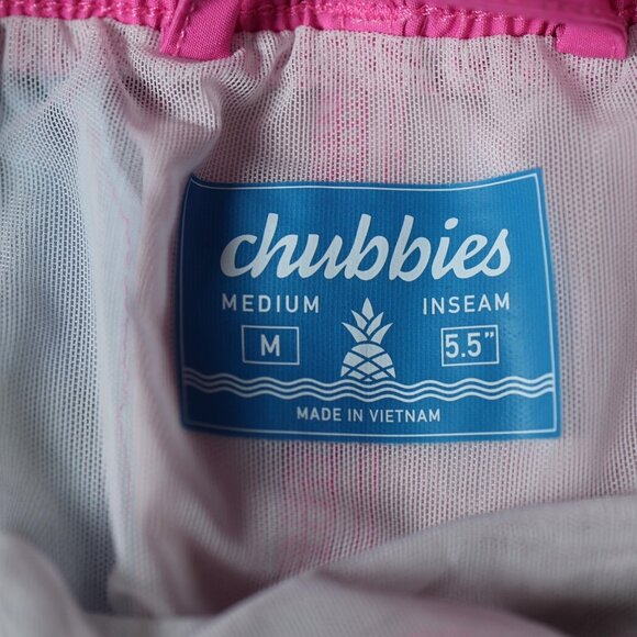 Chubbies Swim Trunks Shorts Mens Size Medium Pink Blue Palm Tree Ombre Quick Dry - Picture 5 of 10